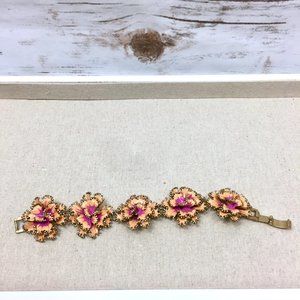 J Crew pink orange carnation flower bracelet